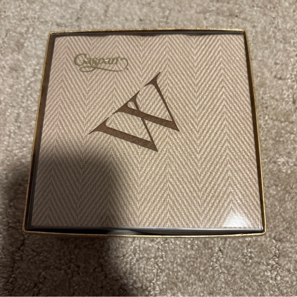 Caspari Napkin Box Cocktail Airlaid Initial W 30 Ct Jute Natural Paper Linen